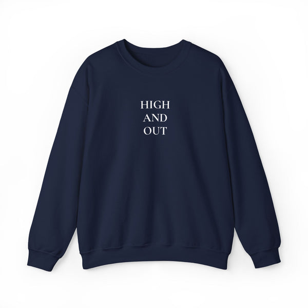 High and Out Stacked Logo Crewneck