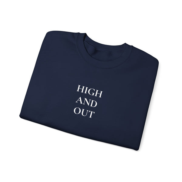 High and Out Stacked Logo Crewneck