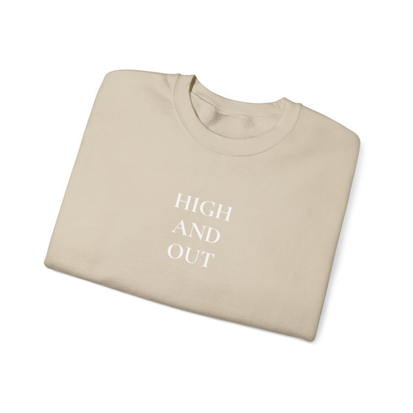 High and Out Stacked Logo Crewneck