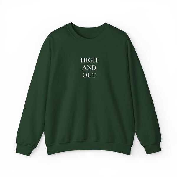 High and Out Stacked Logo Crewneck