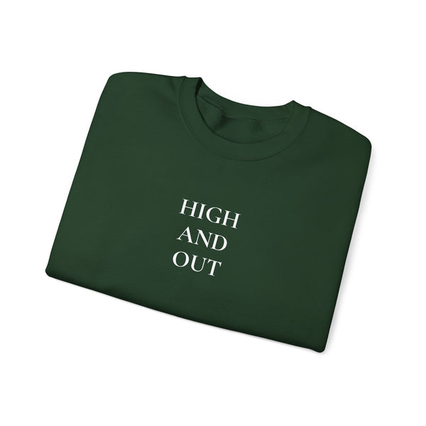 High and Out Stacked Logo Crewneck