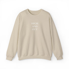 High and Out Stacked Logo Crewneck