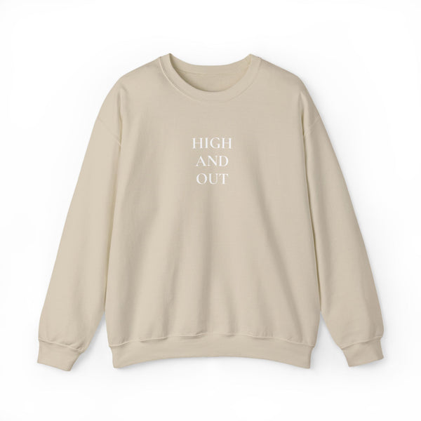 High and Out Stacked Logo Crewneck